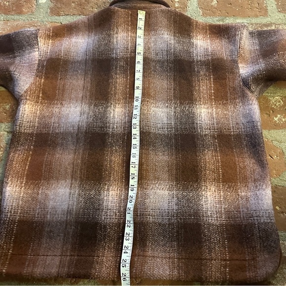 Madewell Brushed Plaid Knit Shirt Jacket Faded Fig Button Pockets Women medium - Picture 11 of 16